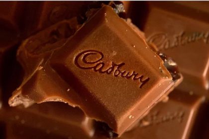 A cube of Cadbury chocolate