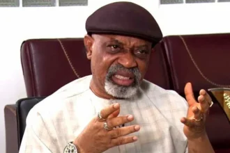 Former minister of Labour and Employment, Dr Chris Ngige talking