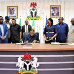 Governor Bassey Otu signing the Cross River State Supplementary Appropriation Bill 2025 into law