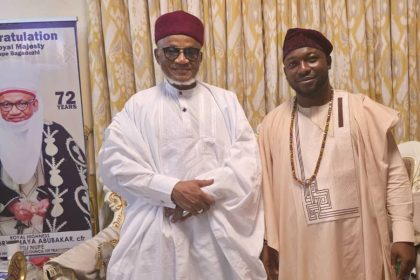 Etsu of Nupe, Alhaji Yahaya Abubakar and Oyo APC gubernatorial aspirant, Chief Saheed Oladele