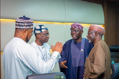 Lagos state Governor, Babajide Sanwo, Governor AbdulRahman AbdulRazaq of Kwara State, Governor Muhammadu Inuwa of Gombe State talking