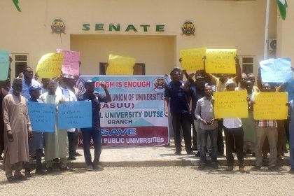 ASUU members at the Senate building of the Federal University Dutse (FUD),