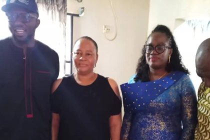 Mother of slain CEO of Fish Magnet Group, Martins Ifesinachi Onyekesi, Mrs Esther Chinyere Onyekesi and representatives of Soludo's support group during the condolence visit
