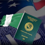 Flag of Nigeria and Visa of US who issues important message to Nigerian students, Nigerians on US visas