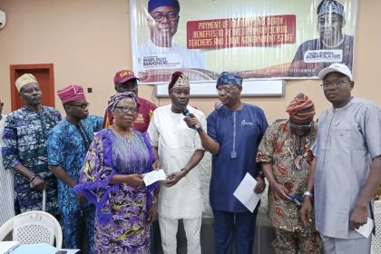 Chairman Local Government Staff Pension Board, Akeem Ige with members of NUP,