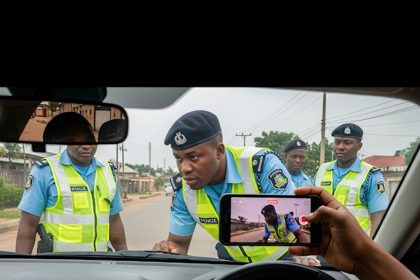 Police officers being videoed during stop-and-search duty