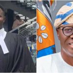 Human rights lawyer, Festus Ogun, with Lagos State Governor, Babajide Sanwo-Olu who he has taken to court for allegedly violating his fundamental rights by blocking him on his verified X