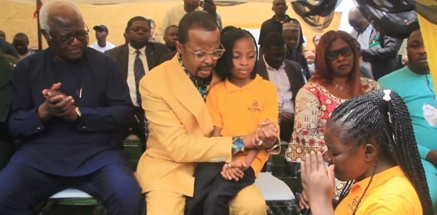 An orphan reading speech to emotional Stanel boss on his humanitarian impacts