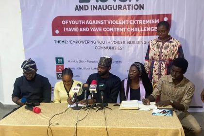 Sadiq Mustapha and other YAVE leadership during the launch of the initiative