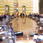 This handout photo released by the Lebanese Presidency press office on August 5, 2025, shows Lebanon's President Joseph Aoun (C) chairing a cabinet session to discuss the issue of disarming Hezbollah at the presidential palace of Baabda east of Beirut. (AFP)