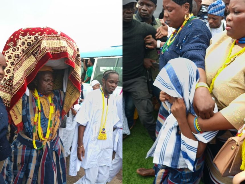 Nine years old Arugba was assisted by Baba Osun in carrying the calabash
