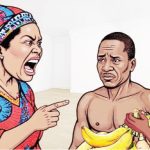 Image of husband holding plantain before his wife My husband travelled
