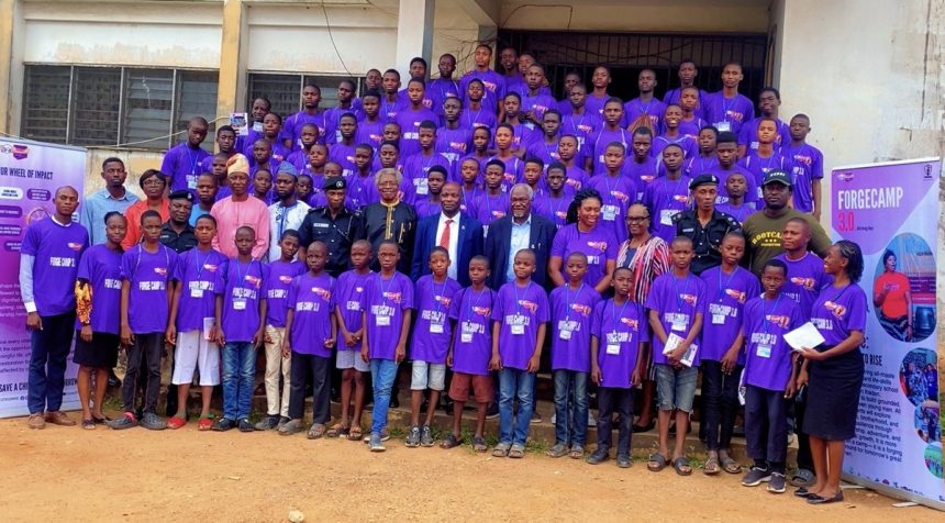 participants at the opening ceremony of the third edition of Forge Camp, a boys-only camping experience organised by the Hope for Second Chance Foundation (HOSEC)