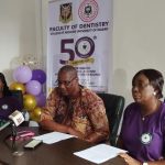 The Dean of the Faculty of Dentistry at the College of Medicine, University of Ibadan (UI), Professor Bamidele Kolude and other stakeholders at the University of Ibadan Dental School's 50th anniversary celebration