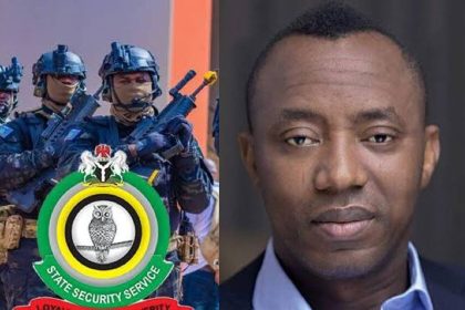A logo of the Department of State Services (DSS) and Omoyele Sowore