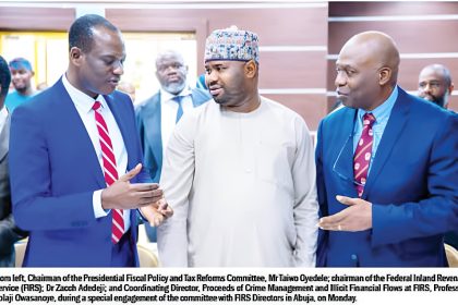 From left, Mr Taiwo Oyedele, Dr Zacch Adedeji and Professor Bolaji Owasanoye new tax law