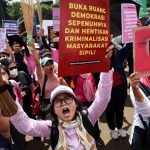 Indonesian women protesting