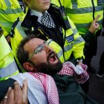 Palestinian protesters in UK