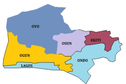 Map of South-west states