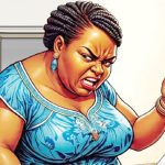 Wife pursuing husband with knife