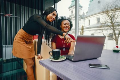 two business woman in a cafe
