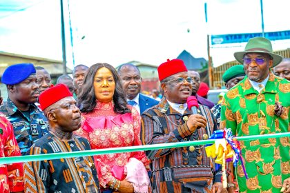 Gov Otti and Hon Kalu at the commissioning of projects in Aba, Abia State on Friday,