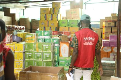 NAFDAC personnel at a supermarket in Abuja