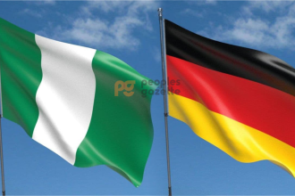 A collage of Nigerian and German flags