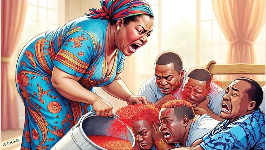 Wife pours pepper on husband and friends My wife accused me of