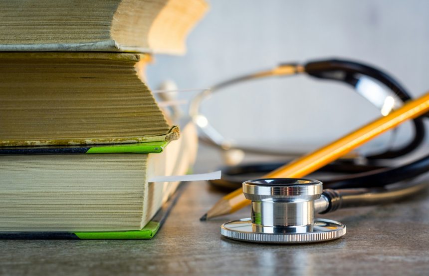 stethoscope and books
