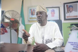Chairman of Oluyole local government area in Oyo, Engineer Akeem Olatunji gesticulating