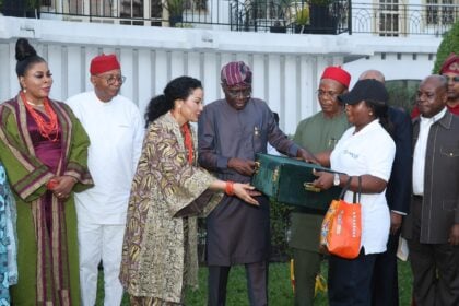 (L- R:) Deputy Chief of Staff to the Governor of Lagos State; Minister of State for Finance, Dr Doris Uzoka-Anite; Governor of Lagos State, Mr. Babajide Sanwo-Olu and other Southeast business leaders in a group photograph shortly after the courtesy call on the Governor, on Friday.