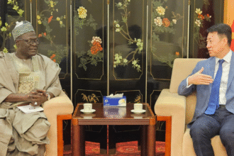 Meeting held between Senator Babangida Hussaini, who represents Jigawa North-East and chairs the Senate Committee on the Northwest Development Commission, and the Chinese Ambassador to Nigeria, Yu Dunhai.