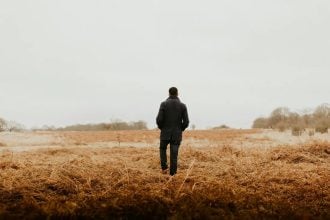 Man alone in the wild
