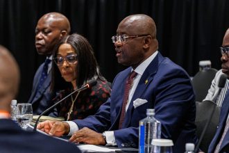 Dr. George Elombi, President of Afreximbank speaks at the 50th regular meeting of the Conference of Heads of Government of the CARICOM in Basseterre, St Kitts and Nevis