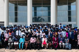 Olusegun Obasanjo with students