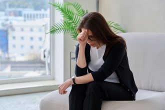 Worried woman on Menopause Navigating Menopause
