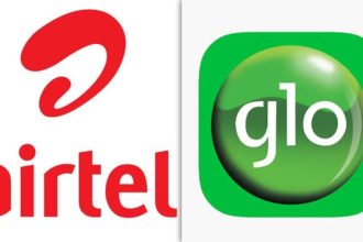 A collage of Airtel and Glo logos