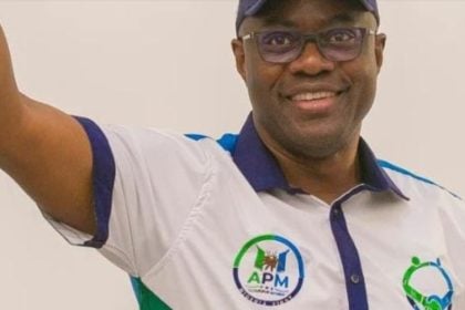 Makinde appoints zonal coordinators Gov Seyi Makinde smiling while fluanting his APM campaign shirt