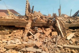 The collapsed building