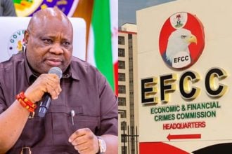Governor Adeleke AND EFCC signage Osun government’s accounts Governor Ademola Adeleke of Osun State AND the EFCC signage