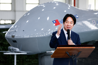 Taiwanese military drones displayed during a defence exercise