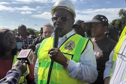 Umahi addressing journalists during an inspection of the ongoing construction of the Federal Government Trans-Saharan Highway, which cuts across Ebonyi, Benue, Cross River, Enugu, Kogi and other states.