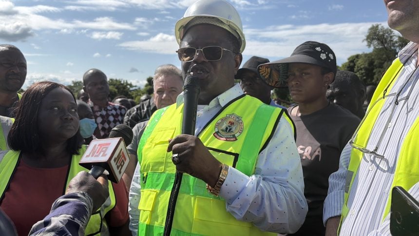 Umahi addressing journalists during an inspection of the ongoing construction of the Federal Government Trans-Saharan Highway, which cuts across Ebonyi, Benue, Cross River, Enugu, Kogi and other states.