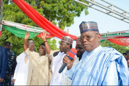 Lamido inaugurating the council at the PDP state headquarters in Dutse,