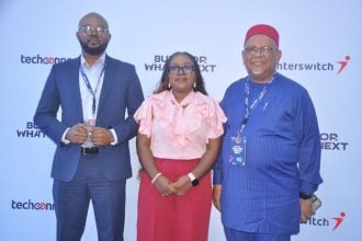 Photo: L-R: Eyitayo Awe, Vice President, Business Development, Interswitch; Tina Olaore, Head, Retail Payments, Interswitch; and Dr. Rogers A. Nwoke, Former President of NAMB, Chairman, Hasal Microfinance Bank, at the Interswitch TechConnect 6.0 Industry Engagement event recently held at Garki, FCT, Abuja.