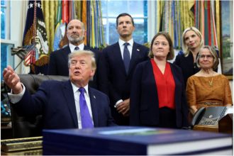 Donald Trump speaks at the White House as Republicans distance themselves ahead of US midterms