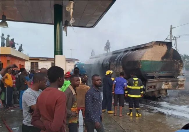 tanker explodes, Lagos, Shops