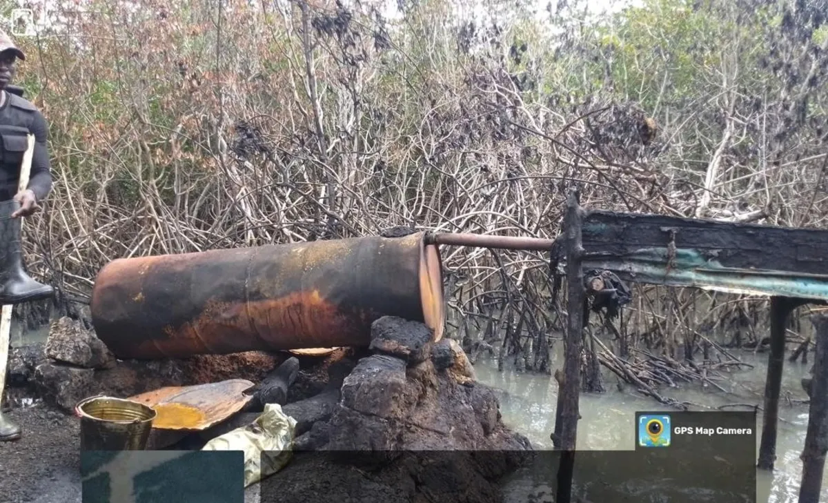 Navy crushes six illegal refineries, seizes stolen crude oil