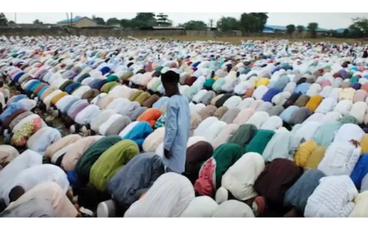 Muslims on prayer ground for Eid-el-Kabir solat,